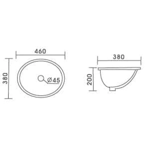 ECT Global Under Mount Basin Bathroom Ceramic Oval Vanity White Sotto WB 908 4 ECT Global Under Mount Basin Bathroom Ceramic Oval Vanity White Sotto WB 908 - Image 2