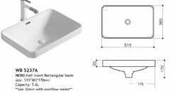 ECT Global Semi Insert Basin Bathroom Ceramic Vanity White Nero WB 5237A 7 ECT Global Semi Insert Basin Bathroom Ceramic Vanity White Nero WB 5237A -Bathroom Supplies Sales 2024 BA0191 2