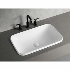 ECT Global Rectangular Insert Basin Bathroom Ceramic Vanity White Milan WB 6038
