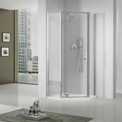 Oceano Shower Screens 900 X 900 Semi-frameless Chrome Finish Louve Neo Angle Pivot LS90NEOFC - LS90NEORC