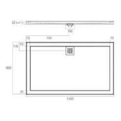 Oceano Shower Base 1500 X 900mm Rear Outlet Solid Cast Construction Stonelite ECO EC1500R