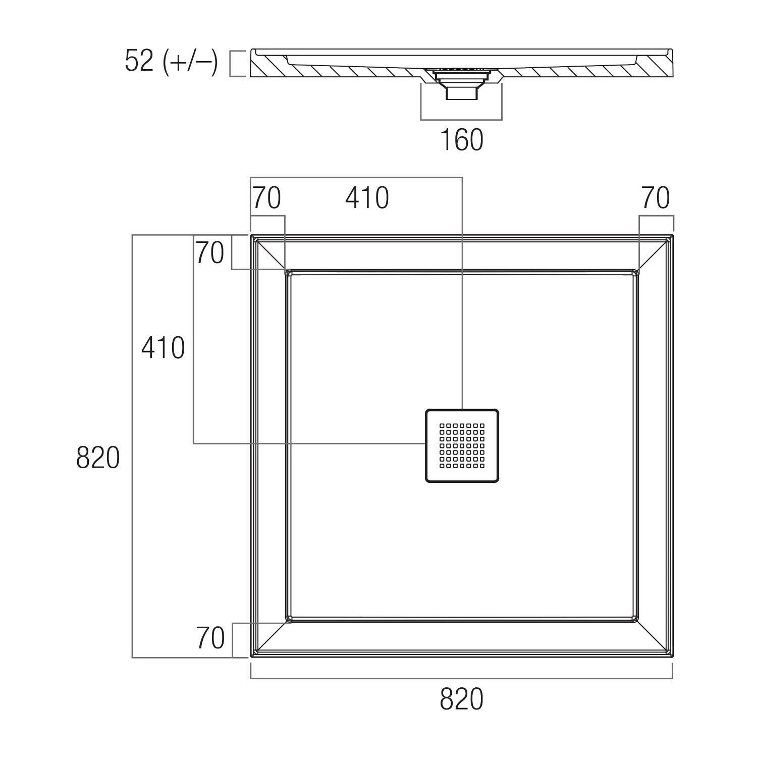 Oceano Shower Base 820 X 820mm Centre Outlet Solid Cast Construction Stonelite ECO EC820C 3 Oceano Shower Base 820 X 820mm Centre Outlet Solid Cast Construction Stonelite ECO EC820C