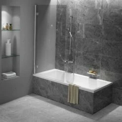 Oceano Bath Shower Screen 1600 X 900 Hinged Revisable Chrome Finish Urban Bath Panel URBS900C