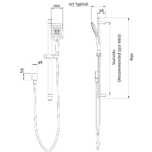 Methven Shower Rail Bathroom Easy-Click 3 Function Rectangle Chrome 19-2113 4 Methven Shower Rail Bathroom Easy-Click 3 Function Rectangle Chrome 19-2113 - Image 2