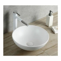 Sunny Group Ceramic Basin Above Counter Round Matt White CB-126-MW