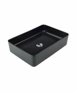 Seima Ceramic Above Counter Slimline Rectangular Basin Matte Black No Tap Hole PLATI SBC-030