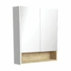 Fienza Satin White 750 Mirror Cabinet With Display Shelf Scandi Oak Insert PSC750SMWS -Bathroom Supplies Sales 2024 BA2297
