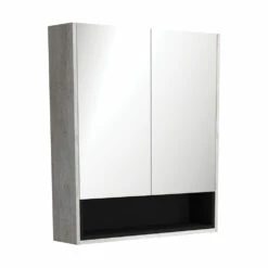 Fienza Industrial 750 Mirror Cabinet With Display Shelf And Satin Black Insert PSC750SXB