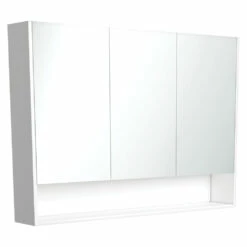 Fienza Gloss White 1200 Mirror Cabinet With Display Shelf PSC1200SW