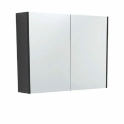 Fienza 900 Mirror Cabinet With Satin Black Side Panels PSC900B