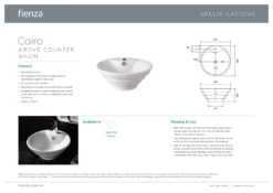 Fienza Alix Ceramic Above Counter Basin Gloss White No Tap Hole 350mm X 350mm RB3130 -Bathroom Supplies Sales 2024 BA2893