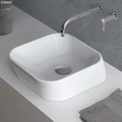 Fienza Lincoln 350 Ceramic Above Counter Basin Gloss White No Tap Hole 350mm X 390mm RB04 -Bathroom Supplies Sales 2024 BA2894 1