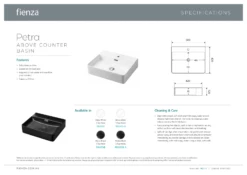 Fienza Petra Ceramic Above Counter Basin Matte Black One Tap Hole 500mm X 420mm RB2173B -Bathroom Supplies Sales 2024 BA2906