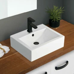 Fienza Willow Ceramic Above Counter Basin Gloss White One Tap Hole 495mm X 395mm RB7033 -Bathroom Supplies Sales 2024 BA2914 1