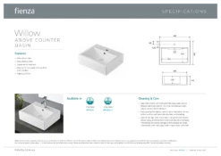 Fienza Willow Ceramic Above Counter Basin Gloss White One Tap Hole 495mm X 395mm RB7033 -Bathroom Supplies Sales 2024 BA2914