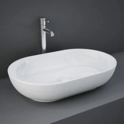 Fienza RAK Feeling Oval Ceramic Above Counter Basin White No Tap Hole 550mm X 350mm 606100W -Bathroom Supplies Sales 2024 BA2916 1