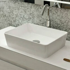 Fienza RAK Moon Rectangular Ceramic Above Counter Basin White No Tap Hole 500mm X 360mm 606200W -Bathroom Supplies Sales 2024 BA2917 1