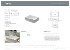 Fienza Antonia Cast Stone Solid Surface Above Counter Basin White No Tap Hole 600mm X 410mm CSB088 -Bathroom Supplies Sales 2024 BA2918