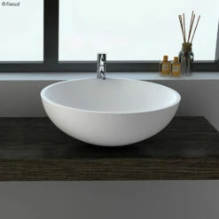 Fienza Lexy Cast Stone Solid Surface Above Counter Basin Matte White No Tap Hole 380mm X 380mm CSB038 -Bathroom Supplies Sales 2024 BA2928 1