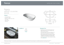 Fienza Rondo 400 Cast Stone Solid Surface Above Counter Basin Matte White One Tap Hole 410mm X 415mm CSB09 -Bathroom Supplies Sales 2024 BA2930