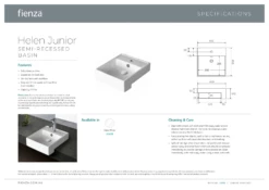 Fienza Helen Junior Semi Recessed Basin Gloss White One Tap Hole 415mm X 410mm 2041B -Bathroom Supplies Sales 2024 BA2938