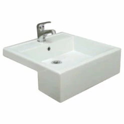 Fienza RAK Nova Semi Recessed Basin Gloss White One Tap Hole 460mm X 460mm 602101W