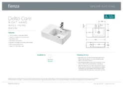 Fienza Delta Care Right Hand Wall Hung Basin One Tap Hole 575mm X 400mm RB2275R 5 Fienza Delta Care Right Hand Wall Hung Basin One Tap Hole 575mm X 400mm RB2275R -Bathroom Supplies Sales 2024 BA2956