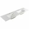 Fienza Vanessa 1800 Double Bowl Poly Marble Basin Top Gloss White One Tap Holes 1800mm X 460mm 180VAND -Bathroom Supplies Sales 2024 BA2966