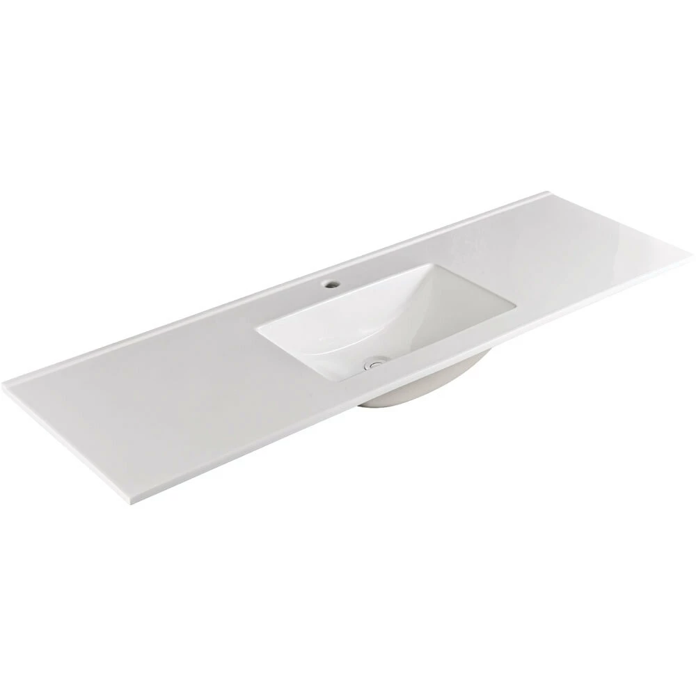 Fienza Vanessa 1500 Single Bowl Poly Marble Basin Top Gloss White One Tap Hole 1500mm X 460mm 150VANS 3 Fienza Vanessa 1500 Single Bowl Poly Marble Basin Top Gloss White One Tap Hole 1500mm X 460mm 150VANS