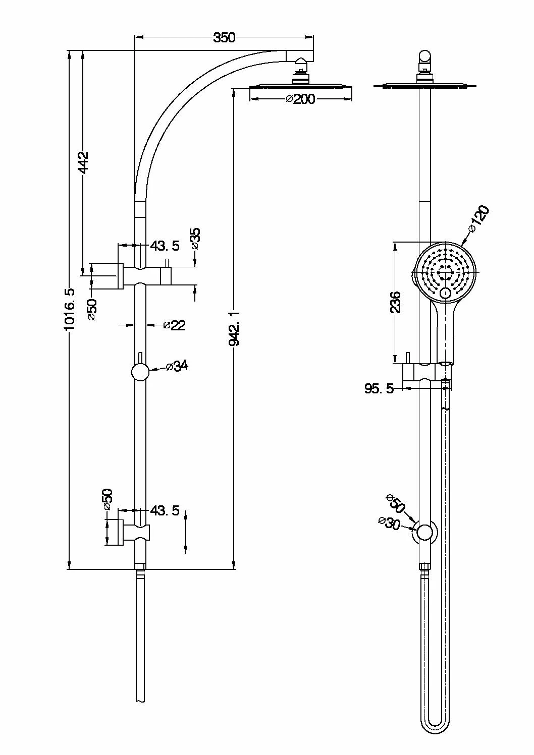 Nero Tapware Dolce Shower Column Set Matte Black NR280705eMB 4 Nero Tapware Dolce Shower Column Set Matte Black NR280705eMB - Image 2