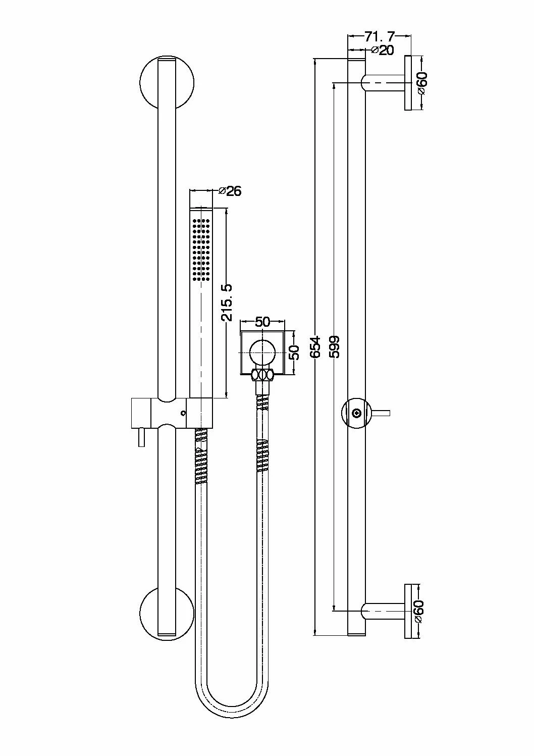 Nero Tapware Dolce Shower Rail With Slim Hand Shower Chrome NR311CH 4 Nero Tapware Dolce Shower Rail With Slim Hand Shower Chrome NR311CH - Image 2