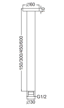 Nero Tapware Square Ceiling Arm 600mm Length Chrome NR504600CH -Bathroom Supplies Sales 2024 BA4096