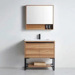 BNK Shaving Mirror Cabinet And Bathroom Vanity Cabinet 900mm Versilla MC-62090(MP) & CB-43090(MP)