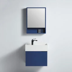 BNK Navy Blue 600mm Shaving Mirror Cabinet And Bathroom Vanity Cabinet Rimini MC-62060(NB) & CB-44060(NB)