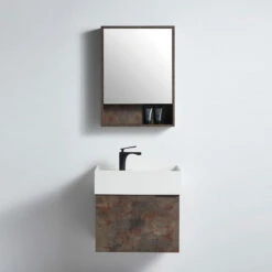 BNK Rustic 600mm Shaving Mirror Cabinet And Bathroom Vanity Cabinet Rimini MC-62060(RT) & CB-44060(RT)