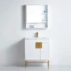 BNK Shaving Mirror Cabinet And Bathroom Vanity Cabinet 750mm White Gold Spoleto MC-61075 & CB-41075