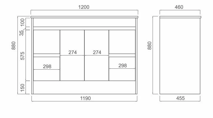 NAGA Bathroom 1200mm PVC Vanity Cabinet Freestanding And Single Or Double Basin PB-01120S & CB-46120 4 NAGA Bathroom 1200mm PVC Vanity Cabinet Freestanding And Single Or Double Basin PB-01120S & CB-46120 - Image 2