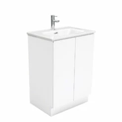 Fienza Joli Bathroom Vanity 600 Vanity On Kickboard Fingerpull Gloss White JOL60C