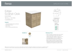 Fienza Joli Edge Bathroom Vanity 600 Wall Hung Vanity Scandi Oak JOL60S -Bathroom Supplies Sales 2024 BA4358