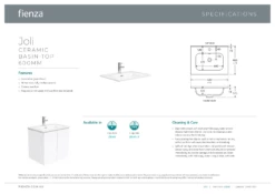 Fienza Joli Edge Bathroom Vanity 600 Wall Hung Vanity Industrial Grey JOL60X -Bathroom Supplies Sales 2024 BA4361 1
