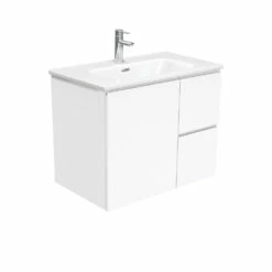 Fienza Joli Fingerpull Bathroom Vanity 750 Wall Hung Vanity Gloss White JOL75FR
