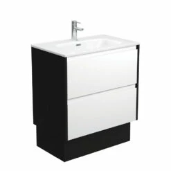 Fienza Joli Amato 750 Bathroom Vanity On Kickboard Satin Black Panels JOL75BWBK