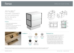 Fienza Joli Amato 750 Bathroom Vanity On Kickboard Matte Black Frames JOL75BWF -Bathroom Supplies Sales 2024 BA4390