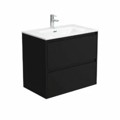 Fienza Joli Amato 750 Bathroom Vanity Wall Hung Vanity Satin Black JOL75BB