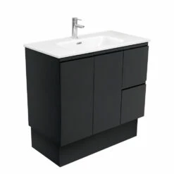 Fienza Joli Fingerpull 900 Bathroom Vanity On Kickboard Satin Black JOL90ZBKR