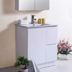 Best BM Bathroom Vanity Cabinet Freestanding 750 Mm Gloss White BVN-750