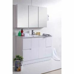 Best BM Bathroom Vanity Cabinet 2 Doors 4 Drawers 1200 Mm Freestanding Gloss White BVN-1200
