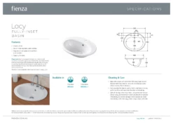 Fienza Lacy Fully Inset Basin One Tap Hole Vitreous China RB506A -Bathroom Supplies Sales 2024 BA4856