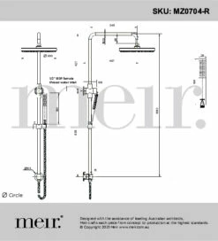 Meir Round Combination Shower Rail Single Function Hand Shower 200mm Rose Chrome MZ0704-R-C -Bathroom Supplies Sales 2024 BA6030 3