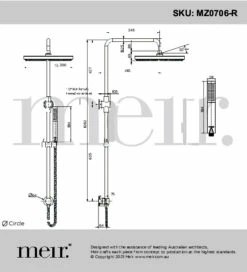 Meir Round Combination Shower Rail Single Function Hand Shower 300mm Rose Matte Black MZ0706-R -Bathroom Supplies Sales 2024 BA6031 4
